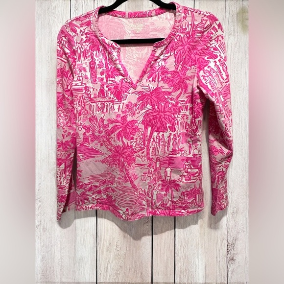 Lilly Pulitzer Kayleigh top size small paradise pink rule breakers EUC - Picture 1 of 4